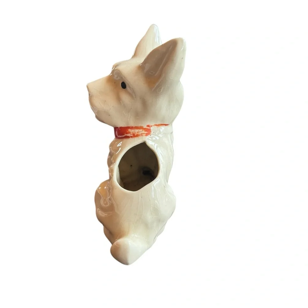 Vintage Ceramic‎ White Scottish Terrier Dog Planter